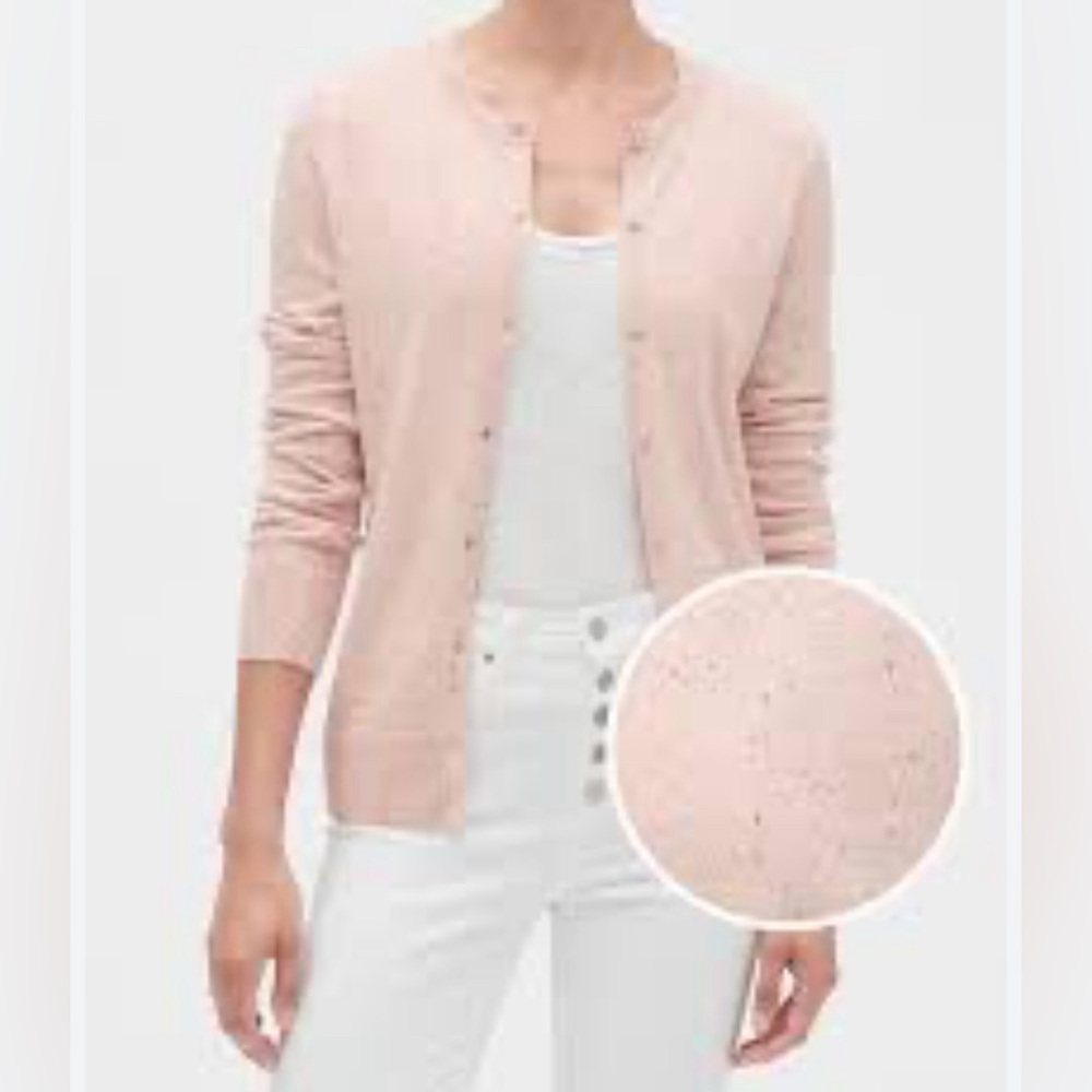 GAP Light Pink Eyelet Button-Up Cardigan